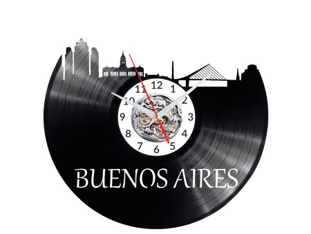 BUENOS AIRES CITY ARGENTINA Vinyl Zegar Ścienny Płyta Winylowa Nowoczesny 
Dekoracyjny Na Prezent Urodziny