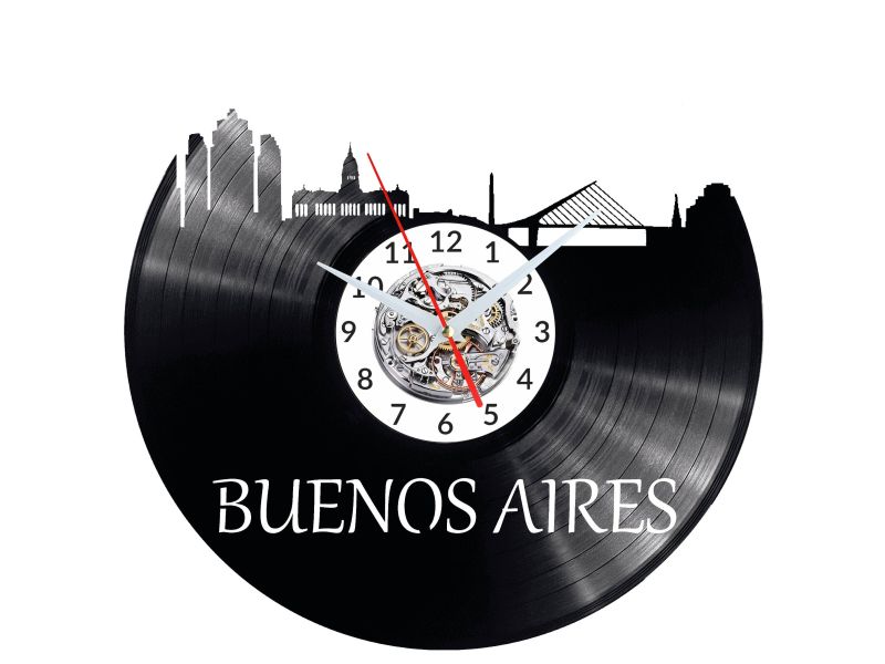 BUENOS AIRES CITY ARGENTINA Vinyl Zegar Ścienny Płyta Winylowa Nowoczesny 
Dekoracyjny Na Prezent Urodziny