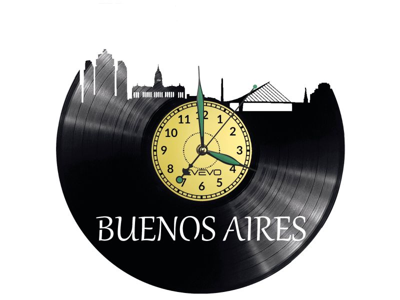 BUENOS AIRES CITY ARGENTINA Vinyl Zegar Ścienny Płyta Winylowa Nowoczesny 
Dekoracyjny Na Prezent Urodziny