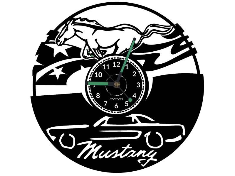 Mustang Koń Stary Samochód Vinyl Zegar Ścienny Płyta Winylowa Nowoczesny 
Dekoracyjny Na Prezent Urodziny