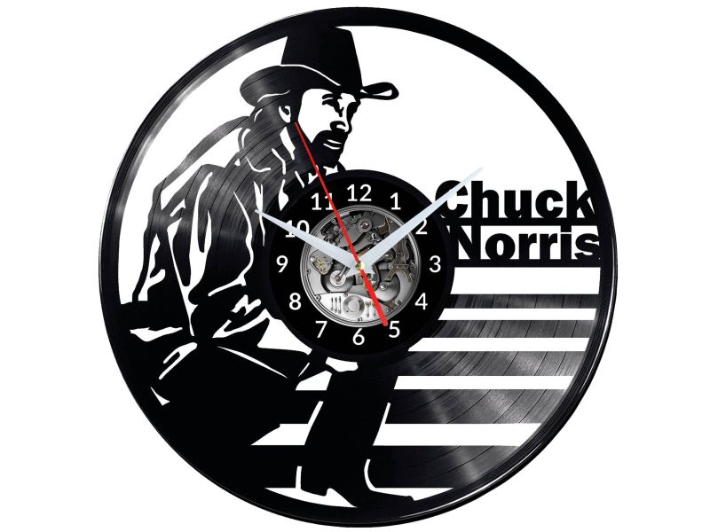 CHUCK NORRIS Vinyl Zegar Ścienny Płyta Winylowa Nowoczesny 
Dekoracyjny Na Prezent Urodziny