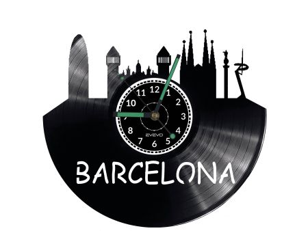 CITY BARCELNA Vinyl Zegar Ścienny Płyta Winylowa Nowoczesny 
Dekoracyjny Na Prezent Urodziny