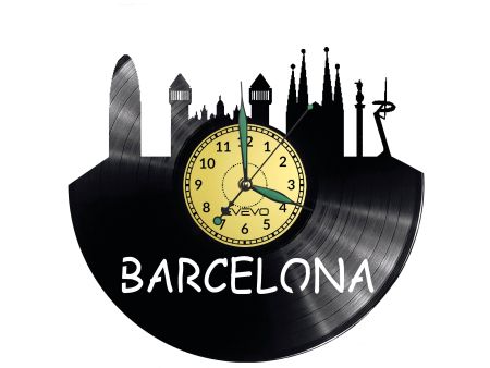 CITY BARCELNA Vinyl Zegar Ścienny Płyta Winylowa Nowoczesny 
Dekoracyjny Na Prezent Urodziny