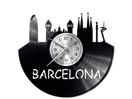 CITY BARCELNA Vinyl Zegar Ścienny Płyta Winylowa Nowoczesny 
Dekoracyjny Na Prezent Urodziny