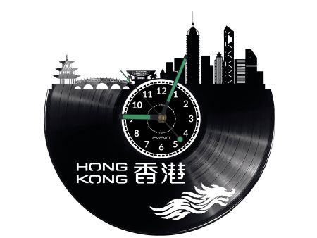 CITY HONG KONG  Vinyl Zegar Ścienny Płyta Winylowa Nowoczesny 
Dekoracyjny Na Prezent Urodziny