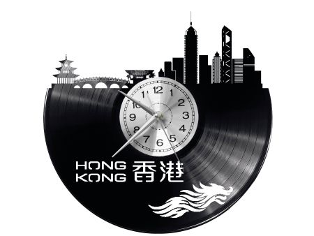 CITY HONG KONG  Vinyl Zegar Ścienny Płyta Winylowa Nowoczesny 
Dekoracyjny Na Prezent Urodziny