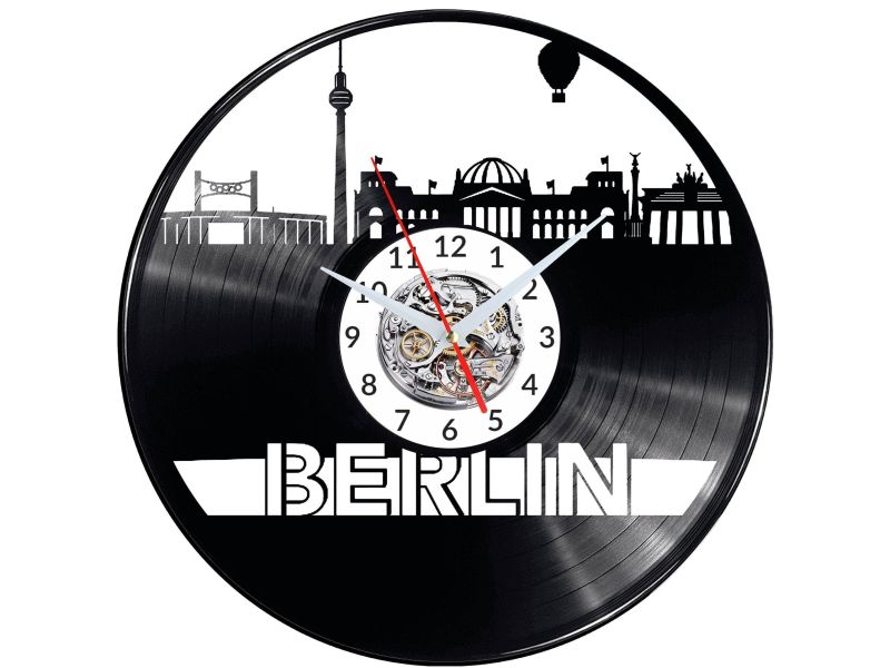 CITY BERLIN  Vinyl Zegar Ścienny Płyta Winylowa Nowoczesny 

Dekoracyjny Na Prezent Urodziny