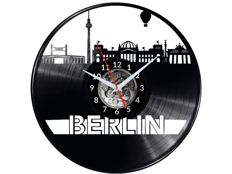 CITY BERLIN  Vinyl Zegar Ścienny Płyta Winylowa Nowoczesny 

Dekoracyjny Na Prezent Urodziny