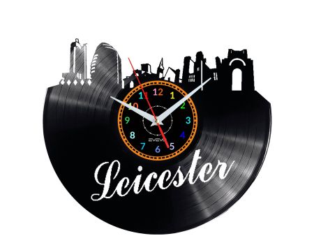 CITY LEICESTER Vinyl Zegar Ścienny Płyta Winylowa Nowoczesny 

Dekoracyjny Na Prezent Urodziny