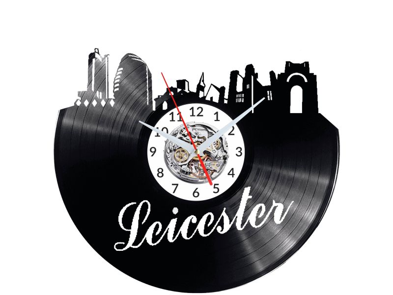 CITY LEICESTER Vinyl Zegar Ścienny Płyta Winylowa Nowoczesny 

Dekoracyjny Na Prezent Urodziny