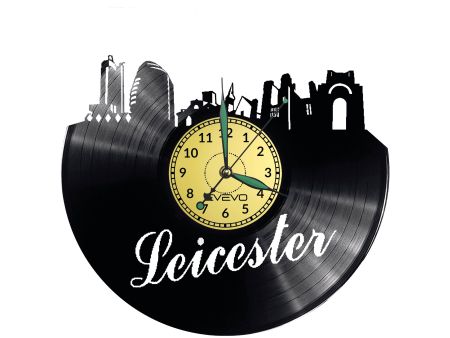 CITY LEICESTER Vinyl Zegar Ścienny Płyta Winylowa Nowoczesny 

Dekoracyjny Na Prezent Urodziny