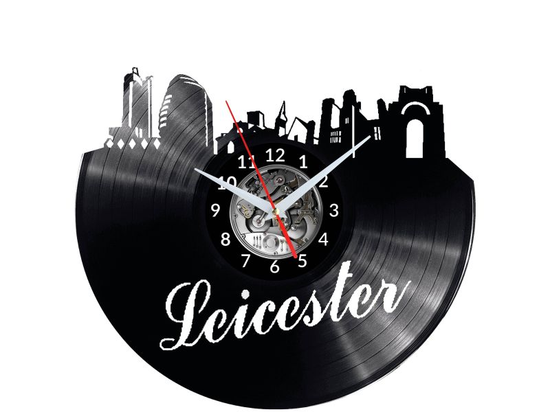 CITY LEICESTER Vinyl Zegar Ścienny Płyta Winylowa Nowoczesny 

Dekoracyjny Na Prezent Urodziny