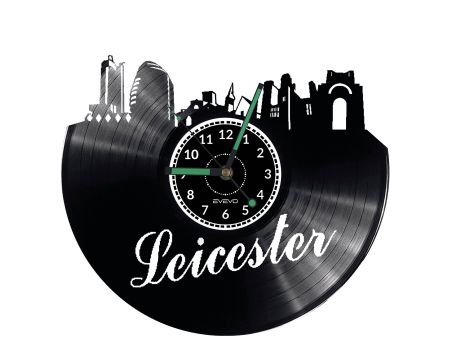 CITY LEICESTER Vinyl Zegar Ścienny Płyta Winylowa Nowoczesny 

Dekoracyjny Na Prezent Urodziny