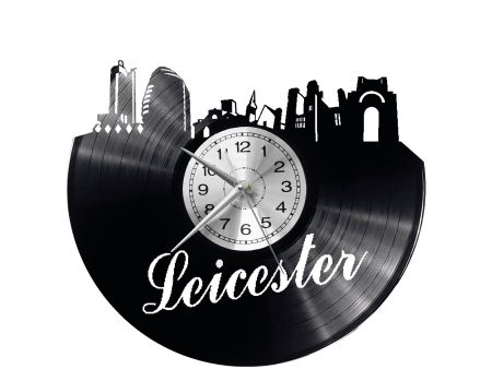 CITY LEICESTER Vinyl Zegar Ścienny Płyta Winylowa Nowoczesny 

Dekoracyjny Na Prezent Urodziny