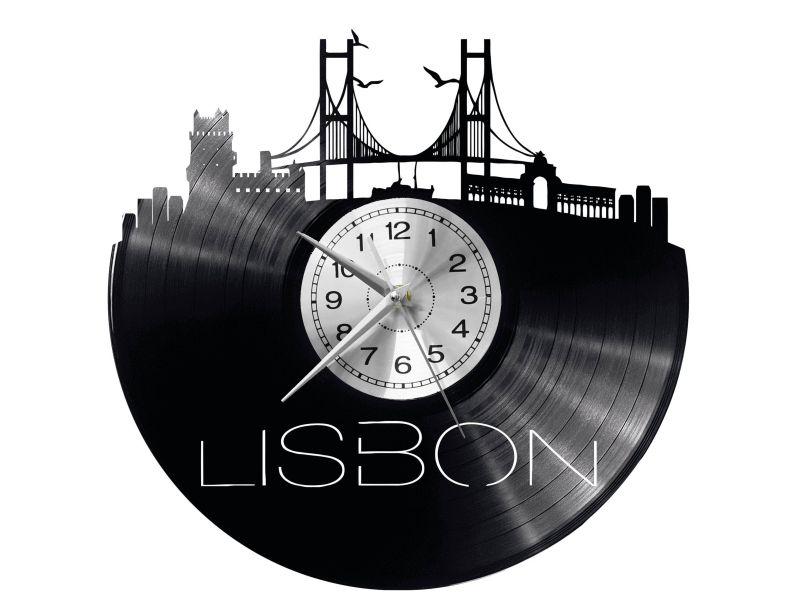 CITY LISBON Vinyl Zegar Ścienny Płyta Winylowa Nowoczesny 

Dekoracyjny Na Prezent Urodziny