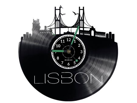 CITY LISBON Vinyl Zegar Ścienny Płyta Winylowa Nowoczesny 

Dekoracyjny Na Prezent Urodziny