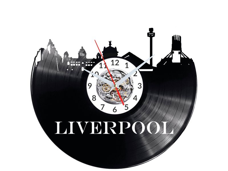 CITY LIVERPOOL Vinyl Zegar Ścienny Płyta Winylowa Nowoczesny 
Dekoracyjny Na Prezent Urodziny