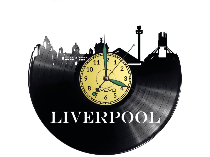 CITY LIVERPOOL Vinyl Zegar Ścienny Płyta Winylowa Nowoczesny 
Dekoracyjny Na Prezent Urodziny