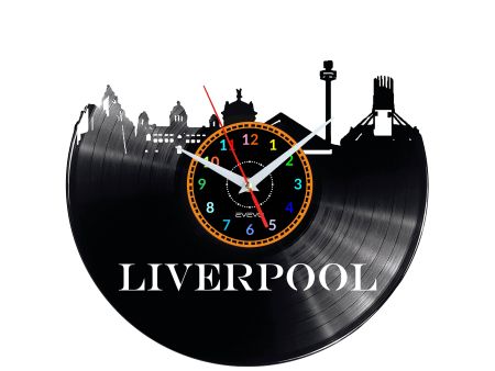 CITY LIVERPOOL Vinyl Zegar Ścienny Płyta Winylowa Nowoczesny 
Dekoracyjny Na Prezent Urodziny