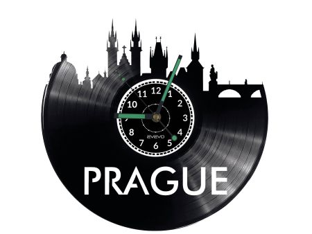 CITY PRAGA Vinyl Zegar Ścienny Płyta Winylowa Nowoczesny 

Dekoracyjny Na Prezent Urodziny