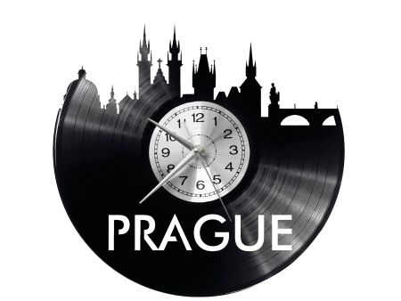 CITY PRAGA Vinyl Zegar Ścienny Płyta Winylowa Nowoczesny 

Dekoracyjny Na Prezent Urodziny