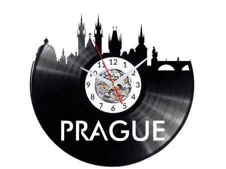 CITY PRAGA Vinyl Zegar Ścienny Płyta Winylowa Nowoczesny 

Dekoracyjny Na Prezent Urodziny