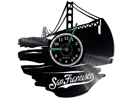 CITY SAN FRANCISCO Vinyl Zegar Ścienny Płyta Winylowa Nowoczesny 

Dekoracyjny Na Prezent Urodziny