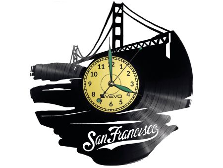 CITY SAN FRANCISCO Vinyl Zegar Ścienny Płyta Winylowa Nowoczesny 

Dekoracyjny Na Prezent Urodziny