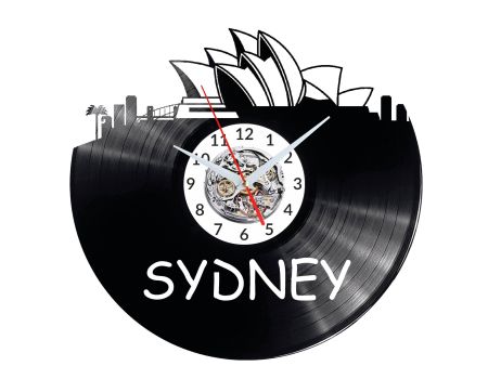 CITY SYDNEY Vinyl Zegar Ścienny Płyta Winylowa Nowoczesny 

Dekoracyjny Na Prezent Urodziny