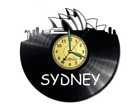 CITY SYDNEY Vinyl Zegar Ścienny Płyta Winylowa Nowoczesny 

Dekoracyjny Na Prezent Urodziny