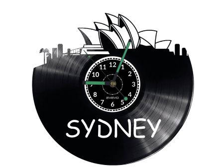 CITY SYDNEY Vinyl Zegar Ścienny Płyta Winylowa Nowoczesny 

Dekoracyjny Na Prezent Urodziny