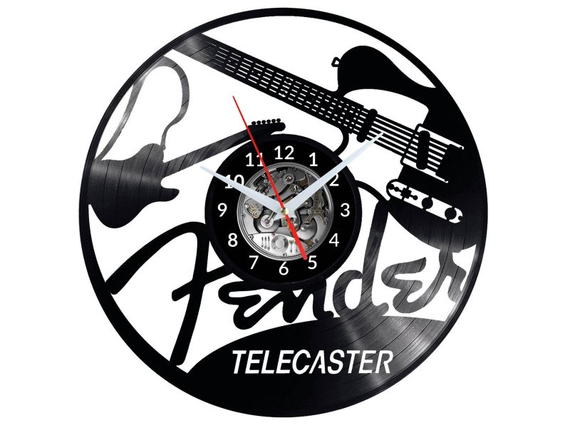 Fender Telecaster Vinyl Zegar Ścienny Płyta Winylowa Nowoczesny 
Dekoracyjny Na Prezent Urodziny