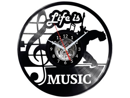 Life is Music Vinyl Zegar Ścienny Płyta Winylowa Nowoczesny 
Dekoracyjny Na Prezent Urodziny