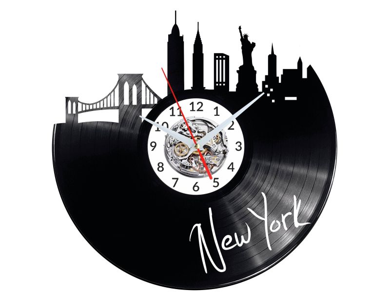 New York Vinyl Zegar Ścienny Płyta Winylowa Nowoczesny 
Dekoracyjny Na Prezent Urodziny