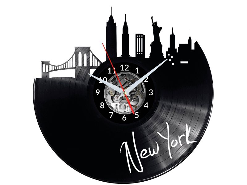 New York Vinyl Zegar Ścienny Płyta Winylowa Nowoczesny 
Dekoracyjny Na Prezent Urodziny