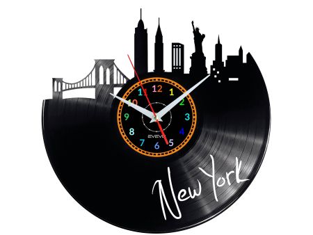 New York Vinyl Zegar Ścienny Płyta Winylowa Nowoczesny 
Dekoracyjny Na Prezent Urodziny