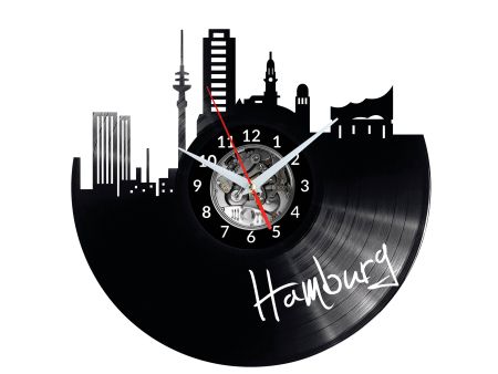 Hamburg Vinyl Zegar Ścienny Płyta Winylowa Nowoczesny 
Dekoracyjny Na Prezent Urodziny