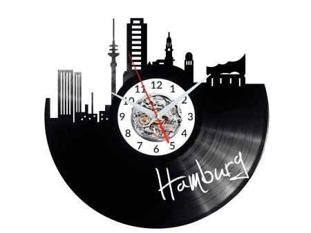 Hamburg Vinyl Zegar Ścienny Płyta Winylowa Nowoczesny 
Dekoracyjny Na Prezent Urodziny