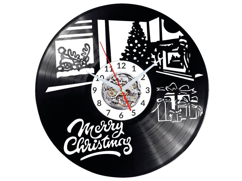 Merry Christmas Vinyl Zegar Ścienny Płyta Winylowa Nowoczesny 
Dekoracyjny Na Prezent Urodziny