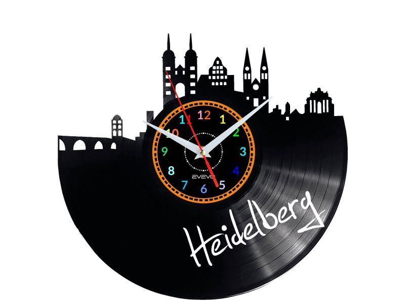 Heidelberg Vinyl Zegar Ścienny Płyta Winylowa Nowoczesny 
Dekoracyjny Na Prezent Urodziny