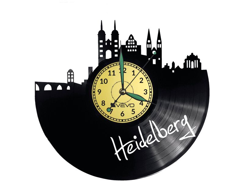 Heidelberg Vinyl Zegar Ścienny Płyta Winylowa Nowoczesny 
Dekoracyjny Na Prezent Urodziny