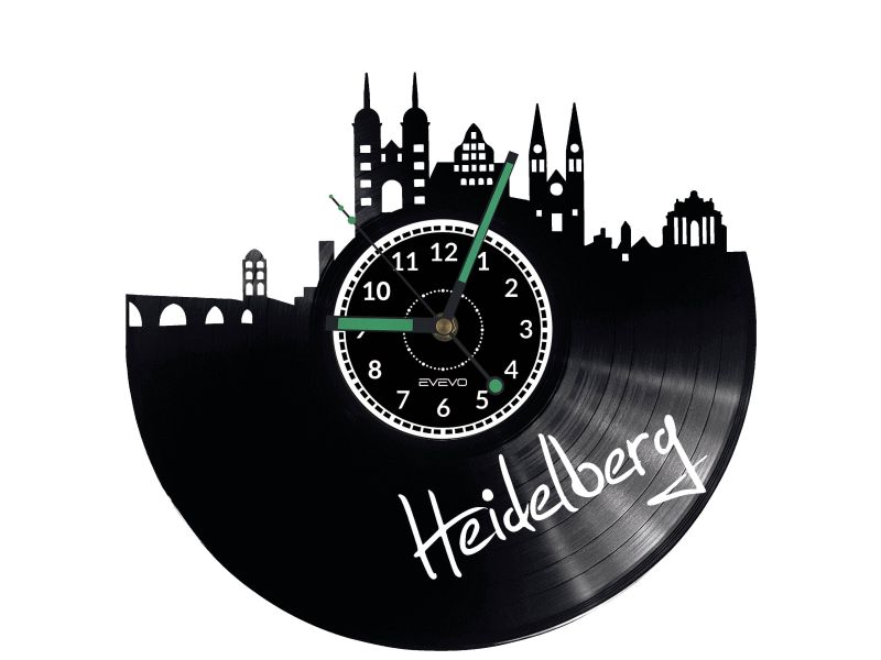 Heidelberg Vinyl Zegar Ścienny Płyta Winylowa Nowoczesny 
Dekoracyjny Na Prezent Urodziny