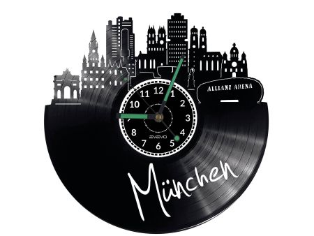 Munchen Vinyl Zegar Ścienny Płyta Winylowa Nowoczesny 
Dekoracyjny Na Prezent Urodziny