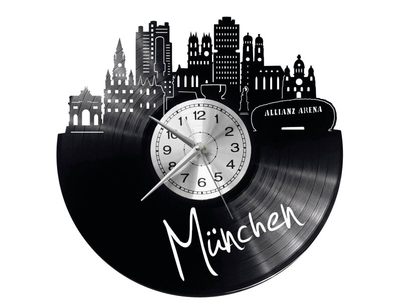 Munchen Vinyl Zegar Ścienny Płyta Winylowa Nowoczesny 
Dekoracyjny Na Prezent Urodziny