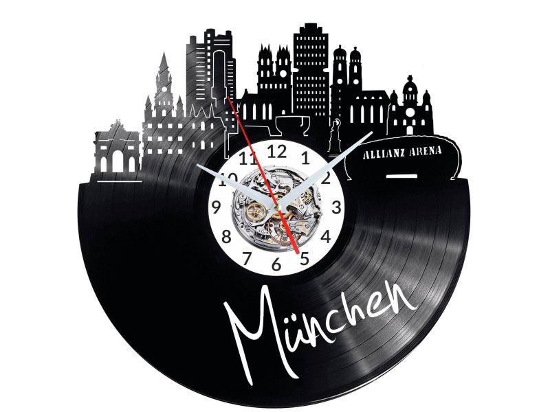 Munchen Vinyl Zegar Ścienny Płyta Winylowa Nowoczesny 
Dekoracyjny Na Prezent Urodziny