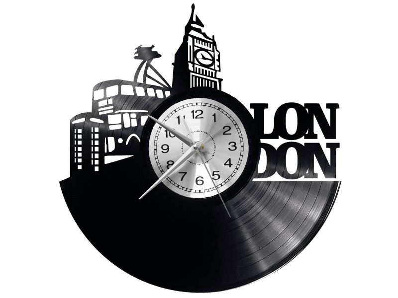 London Vinyl Zegar Ścienny Płyta Winylowa Nowoczesny 
Dekoracyjny Na Prezent Urodziny