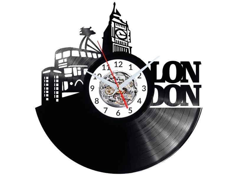 London Vinyl Zegar Ścienny Płyta Winylowa Nowoczesny 
Dekoracyjny Na Prezent Urodziny