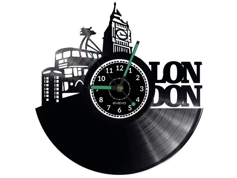 London Vinyl Zegar Ścienny Płyta Winylowa Nowoczesny 
Dekoracyjny Na Prezent Urodziny