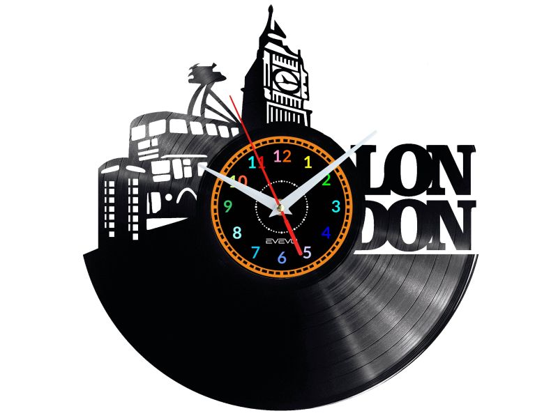 London Vinyl Zegar Ścienny Płyta Winylowa Nowoczesny 
Dekoracyjny Na Prezent Urodziny