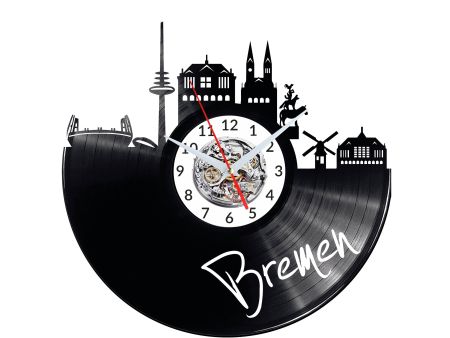 Bremen Vinyl Zegar Ścienny Płyta Winylowa Nowoczesny 
Dekoracyjny Na Prezent Urodziny